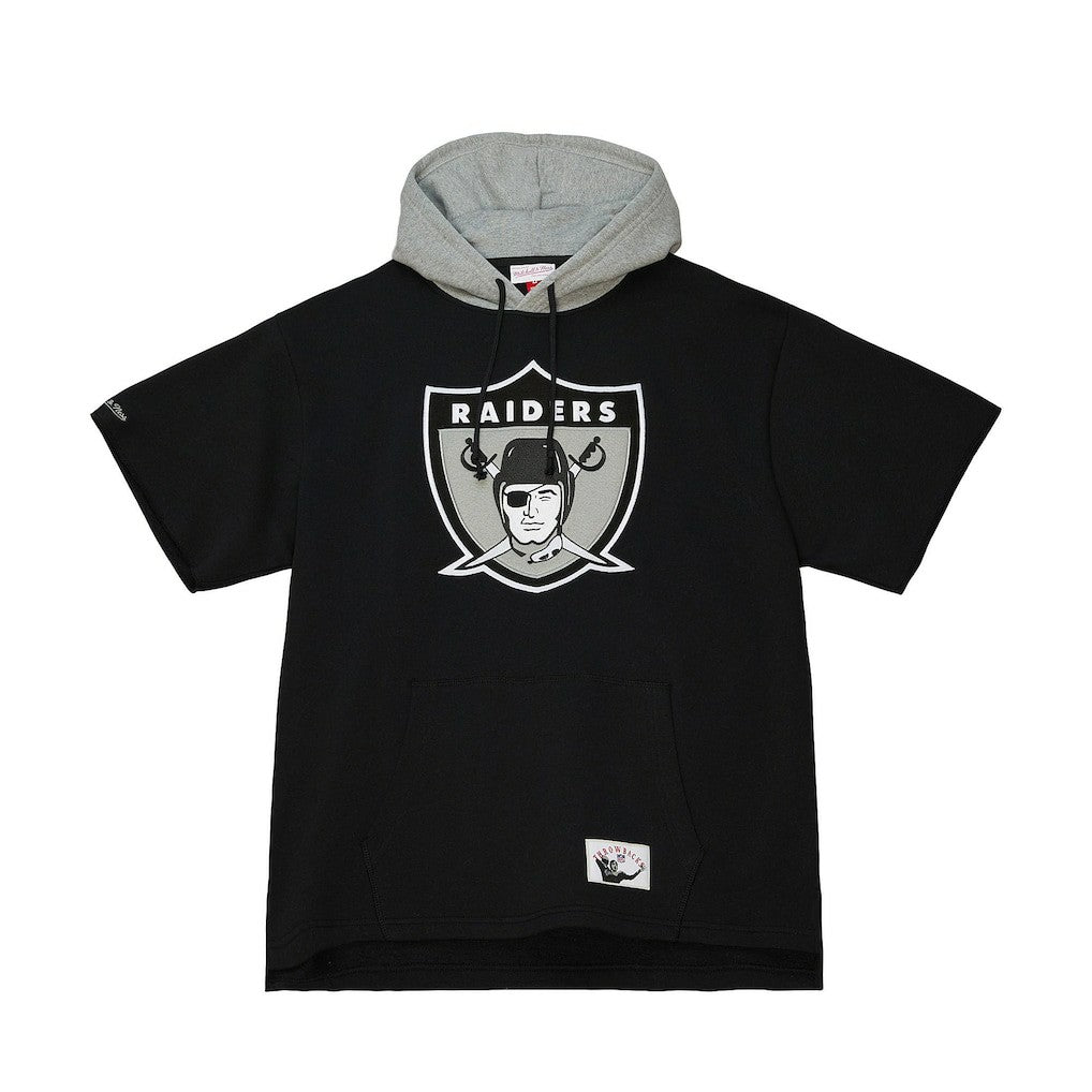 Las Vegas Raiders Postgame Short Sleeve Hoodie - Black Hoodies