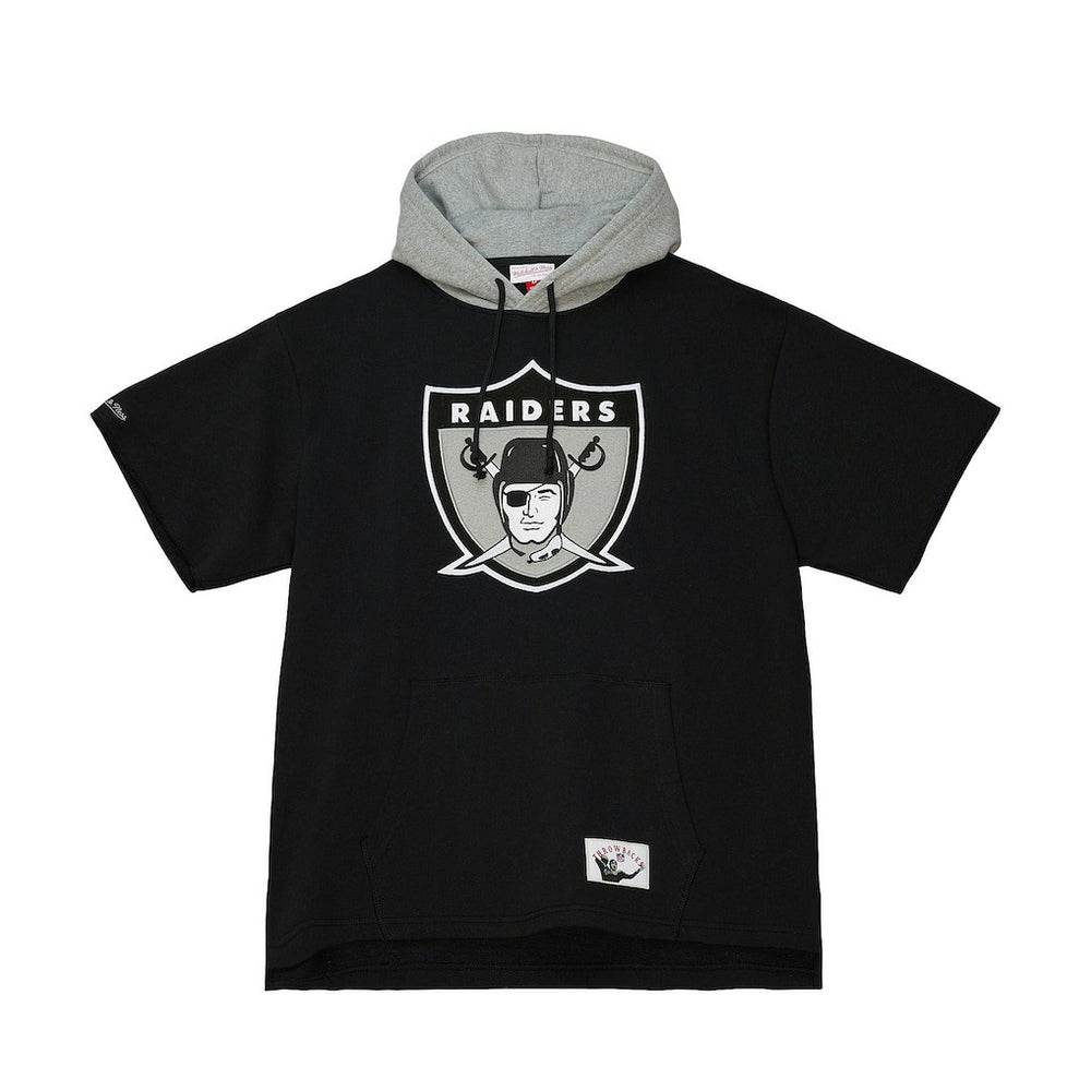 Las Vegas Raiders Postgame Short Sleeve Hoodie - Black Hoodies