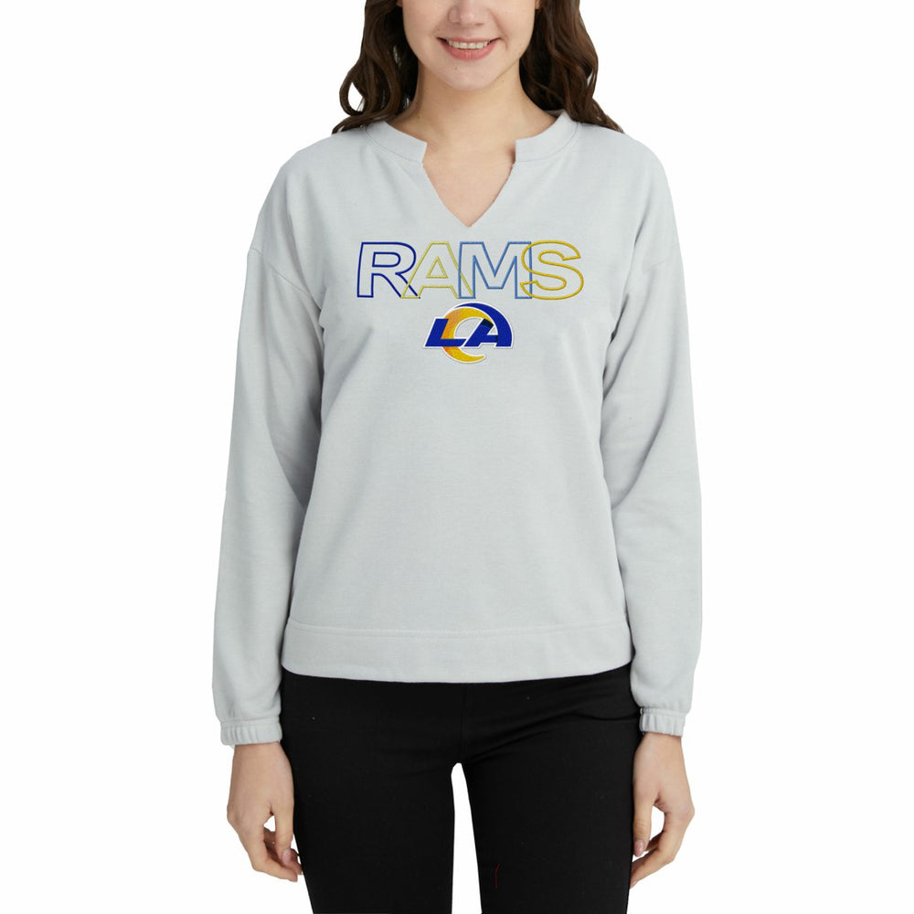 Los Angeles Rams Concepts Sport Women's Sunray Notch Neck Long Sleeve Top - Gray Tops