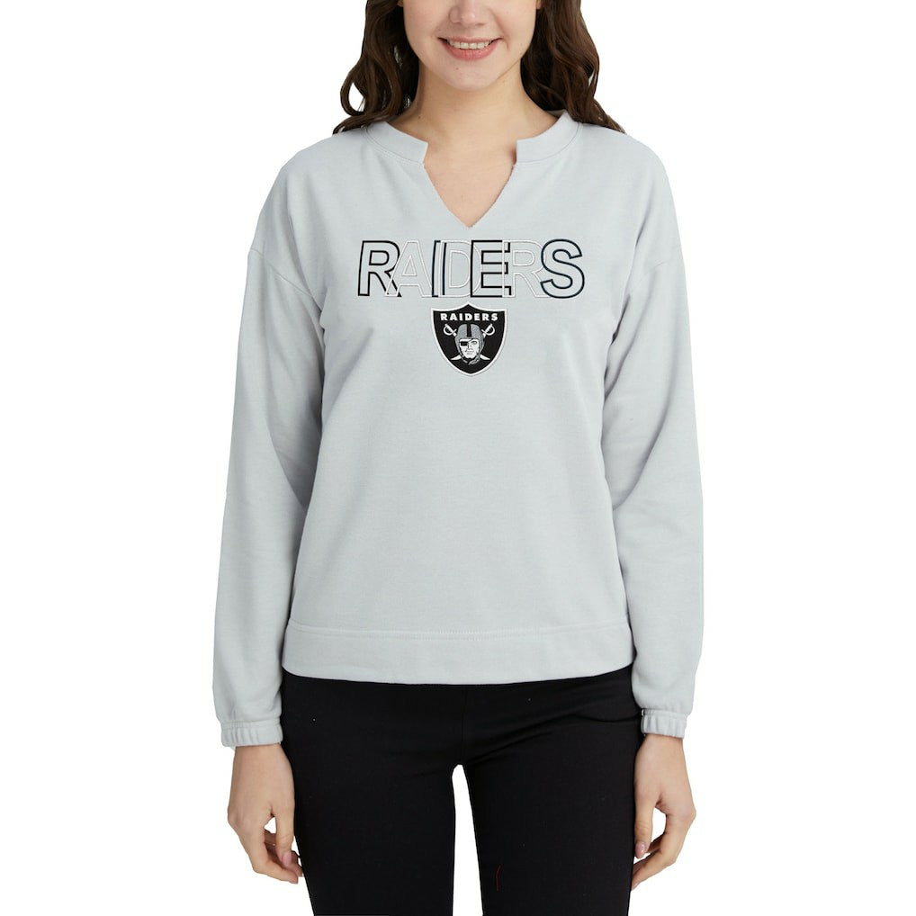 Las Vegas Raiders Concepts Sport Women's Sunray Notch Neck Long Sleeve Top - Gray Tops
