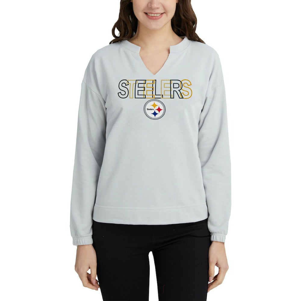 Pittsburgh Steelers Concepts Sport Women's Sunray Notch Neck Long Sleeve Top - Gray Tops