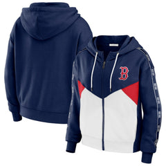 Boston Red Sox WEAR by Erin Andrews Women's  Color Block Full-Zip Hoodie - Navy/White Hoodies