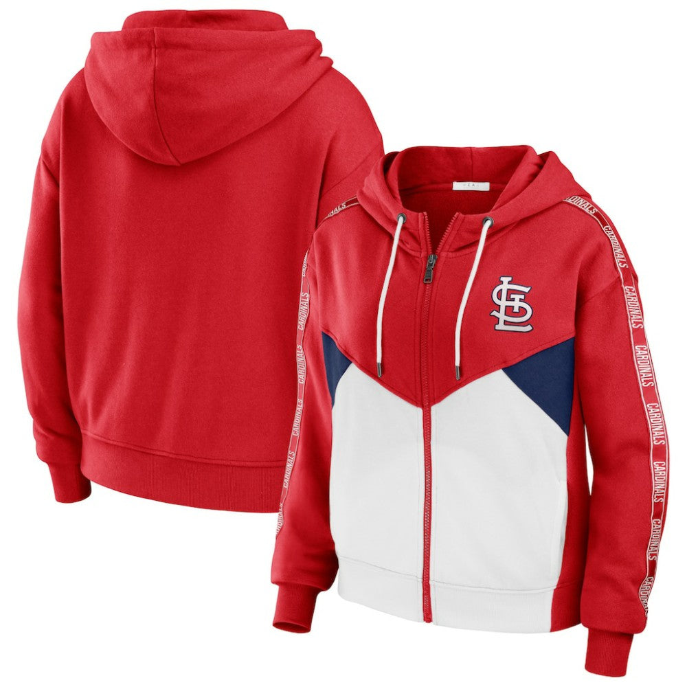 St. Louis Cardinals WEAR by Erin Andrews Women's  Color Block Full-Zip Hoodie - Red/White Hoodies