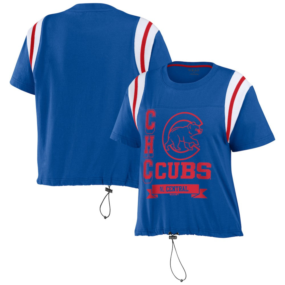 Chicago Cubs WEAR by Erin Andrews Women's Cinched Colorblock T-Shirt - Royal T-shirts