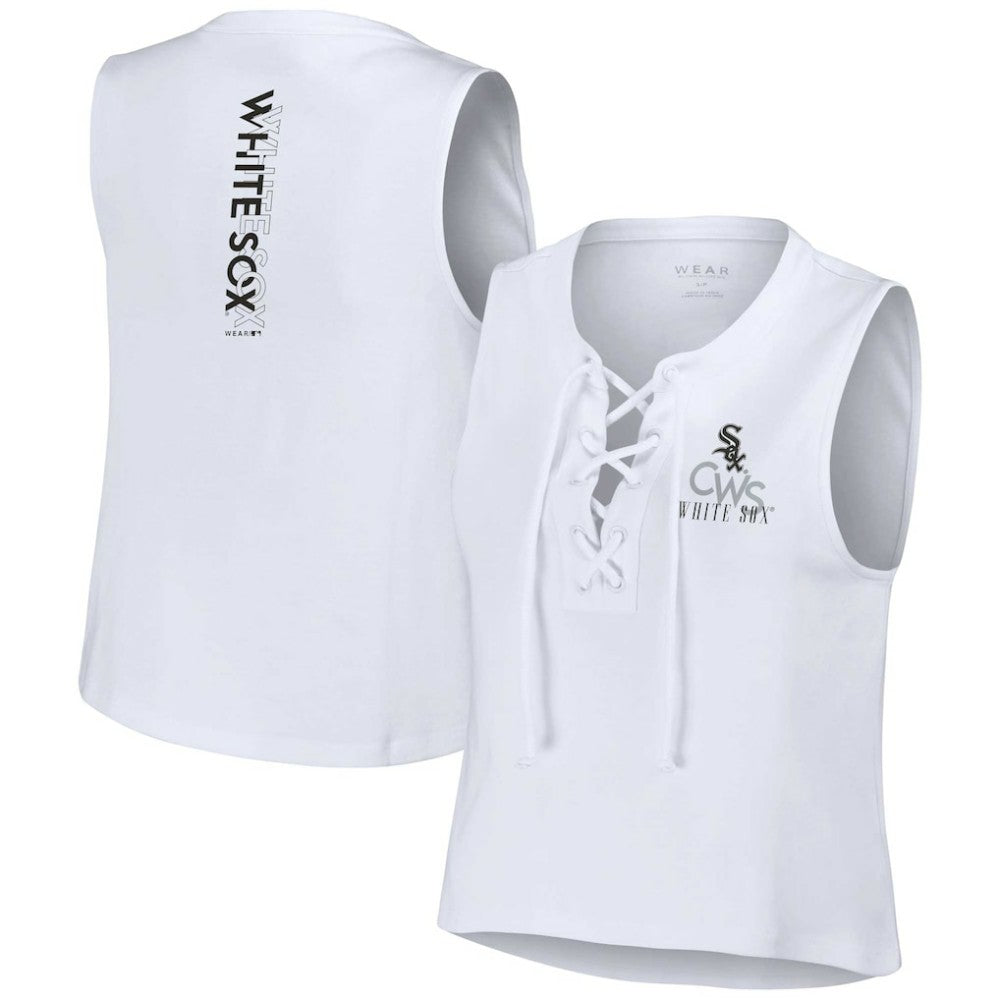 Chicago White Sox WEAR by Erin Andrews Women's Lace-Up Tank Top - White Tanks