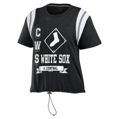 Chicago White Sox WEAR by Erin Andrews Women's Cinched Colorblock T-Shirt - Black T-shirts