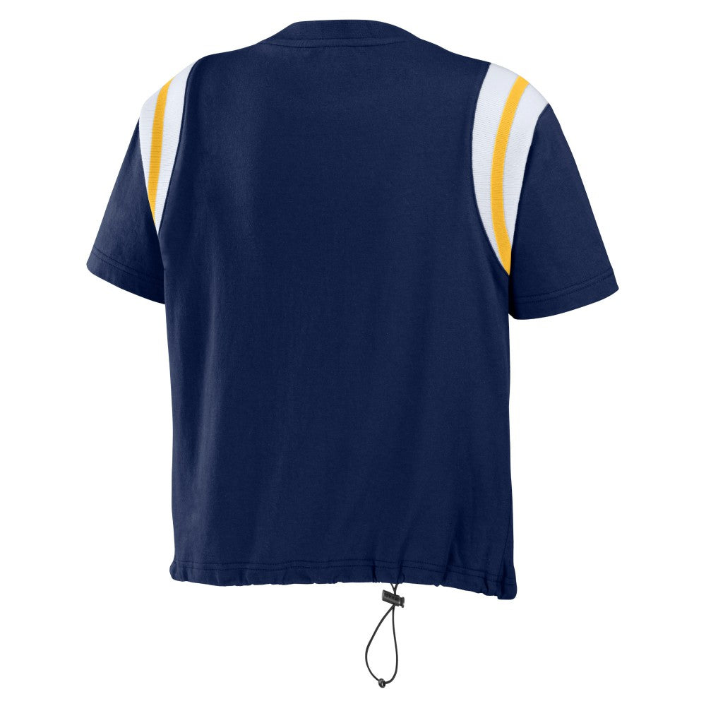 Milwaukee Brewers WEAR by Erin Andrews Women's Cinched Colorblock T-Shirt - Navy T-shirts