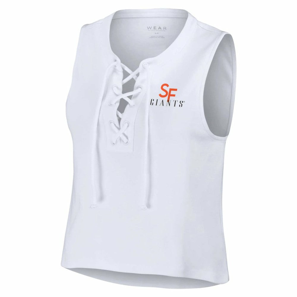 San Francisco Giants WEAR by Erin Andrews Women's Lace-Up Tank Top - White Tanks