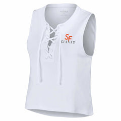 San Francisco Giants WEAR by Erin Andrews Women's Lace-Up Tank Top - White Tanks