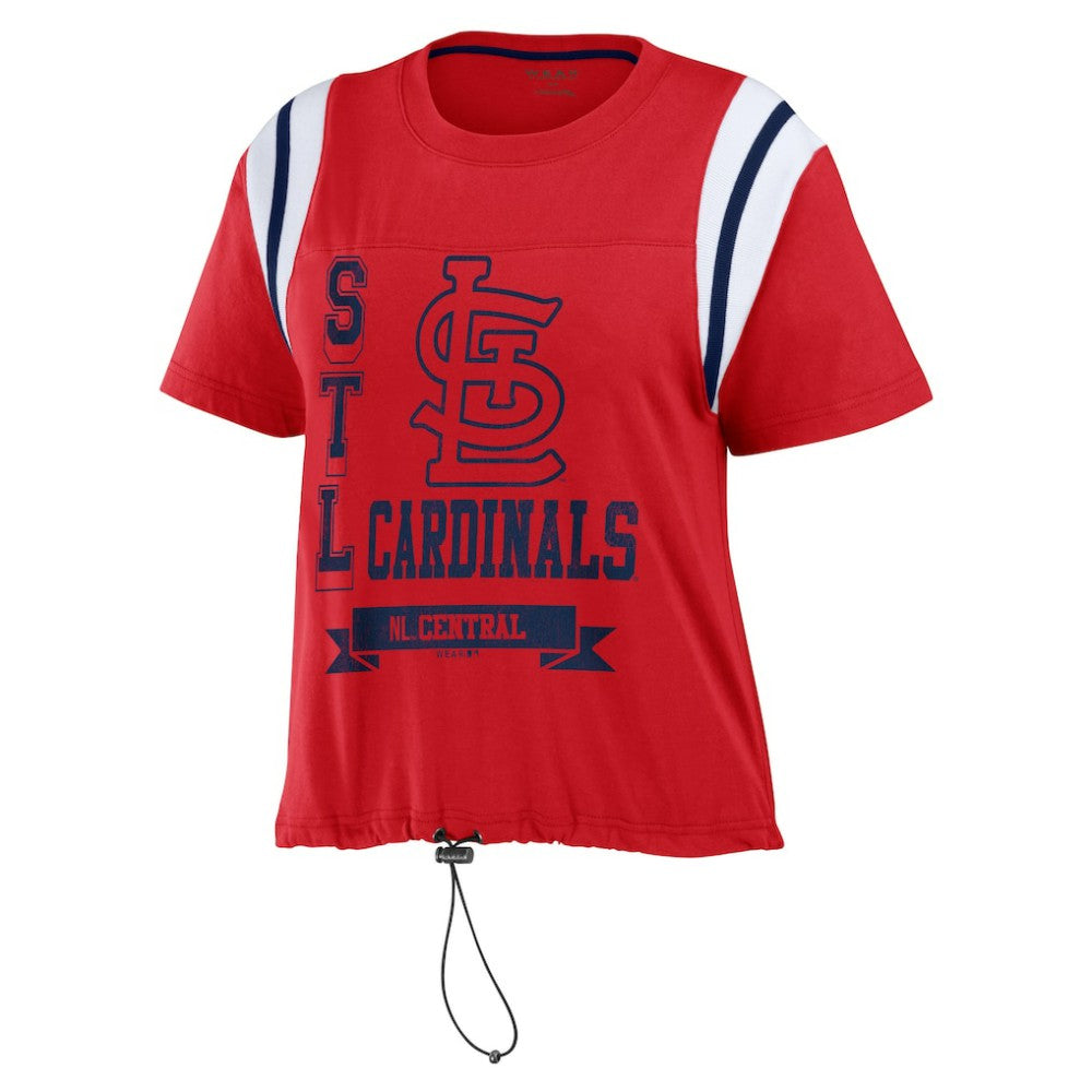 St. Louis Cardinals WEAR by Erin Andrews Women's Cinched Colorblock T-Shirt - Red T-shirts