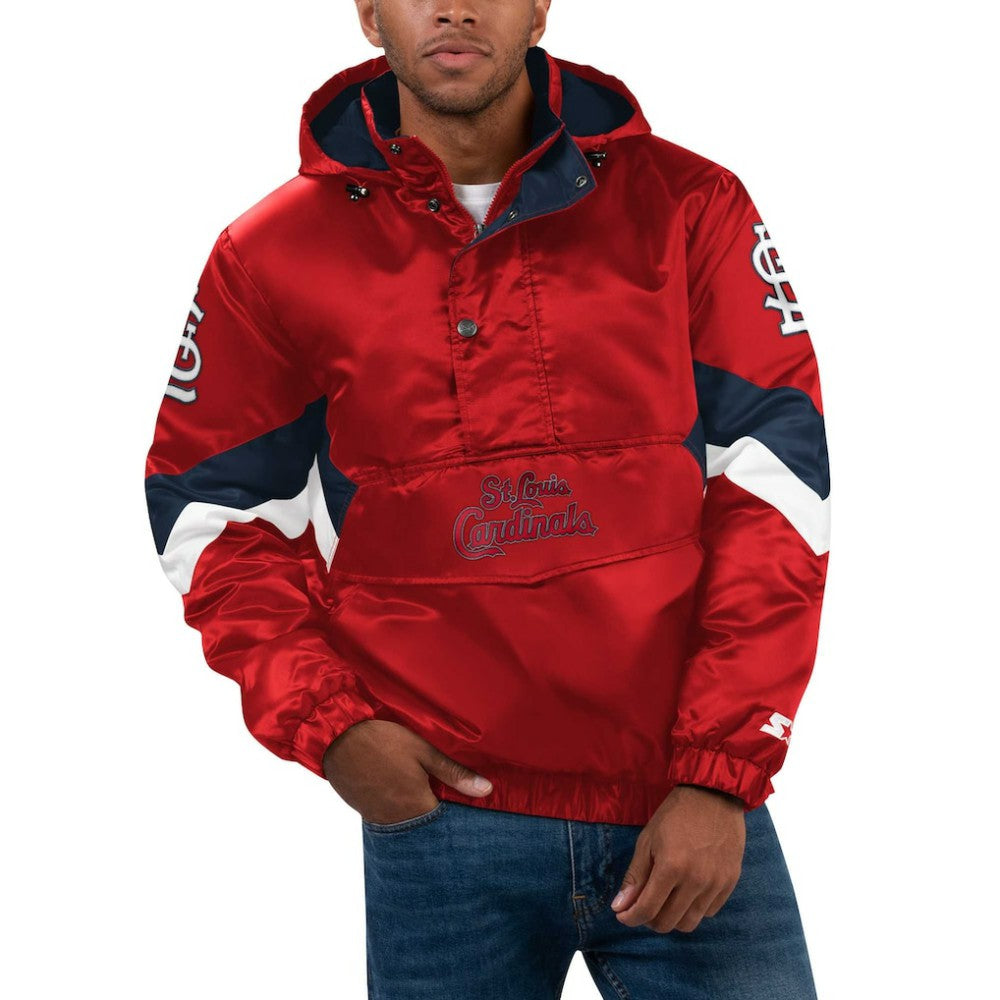 St. Louis Cardinals Starter Force Play II Half-Zip Hooded Jacket - Red Jackets