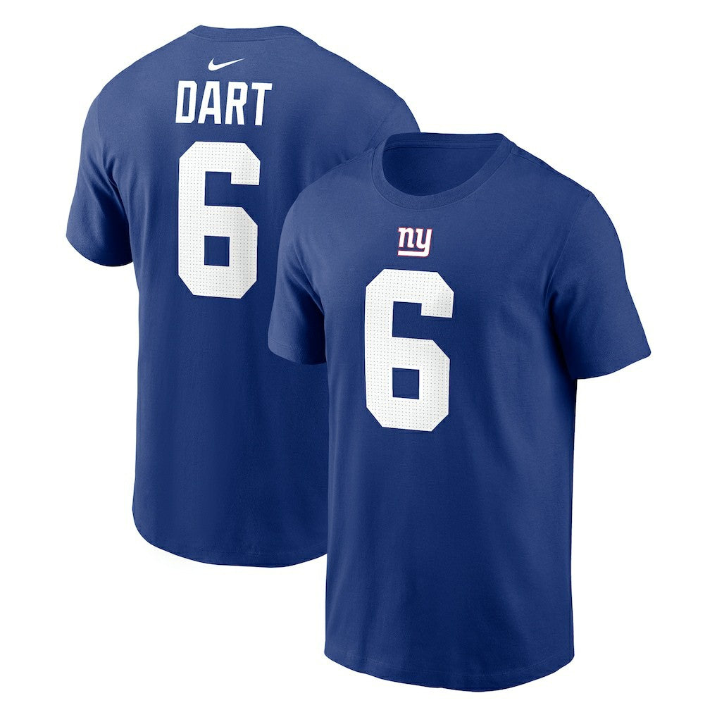Jaxson Dart New York Giants Name & Number T-Shirt - Royal T-shirts