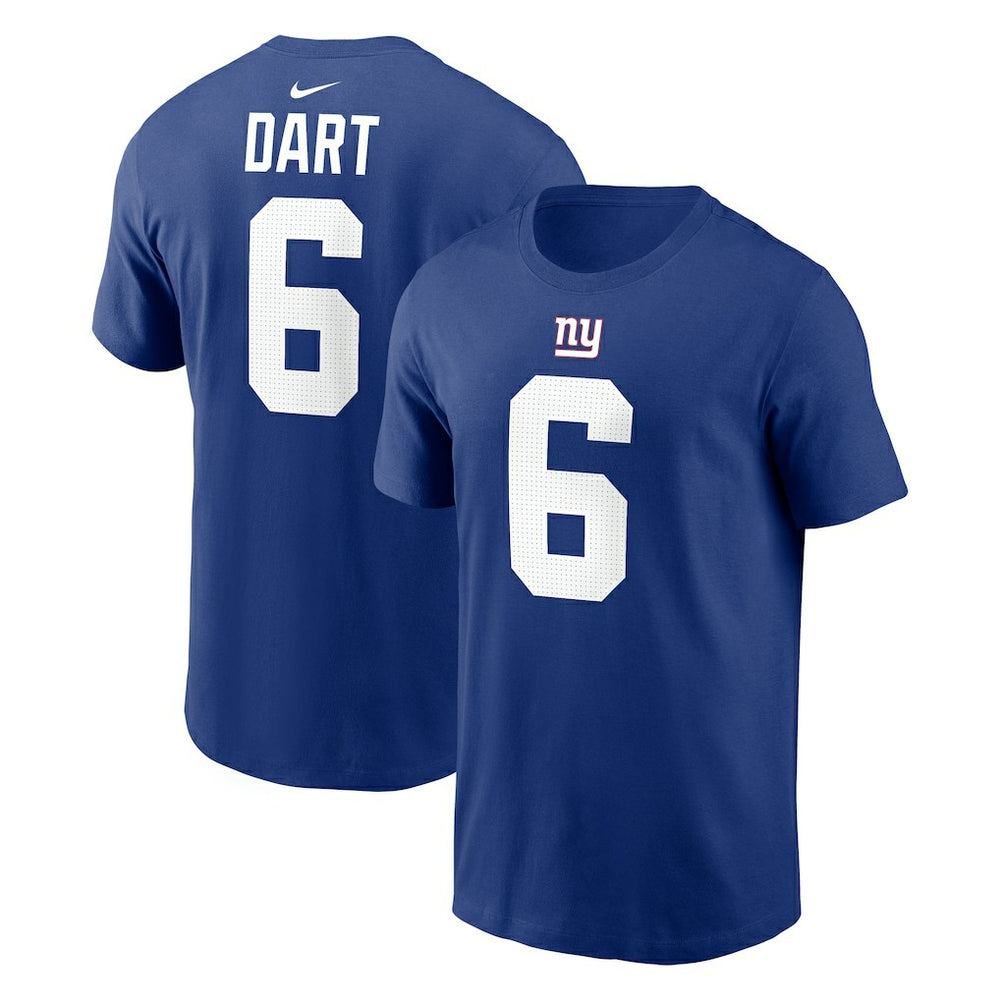 Jaxson Dart New York Giants Name & Number T-Shirt - Royal T-shirts