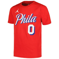 Tyrese Maxey Philadelphia 76ers Jordan Brand Youth Name & Number Statement T-Shirt Red