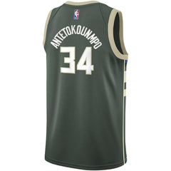 Giannis Antetokounmpo Milwaukee Bucks Youth Swingman Jersey Icon Edition Hunter Green - Nike