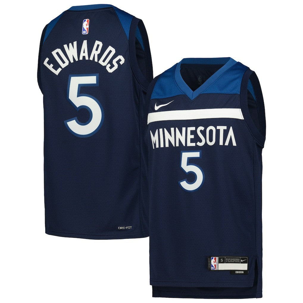 Anthony Edwards Minnesota Timberwolves Youth Swingman Jersey Icon Edition Navy - Nike