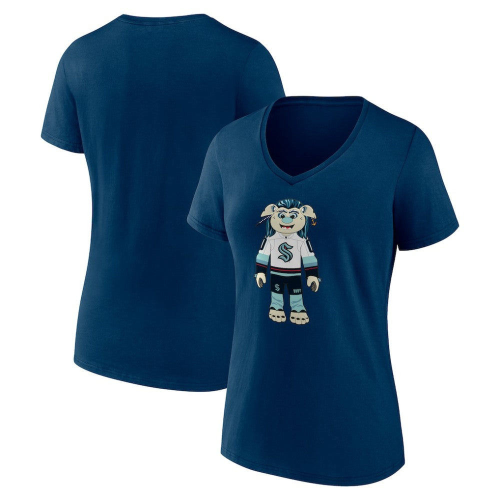 Seattle Kraken Women's Mascot Buoy V-Neck T-Shirt - Deep Sea Blue | US 200061633