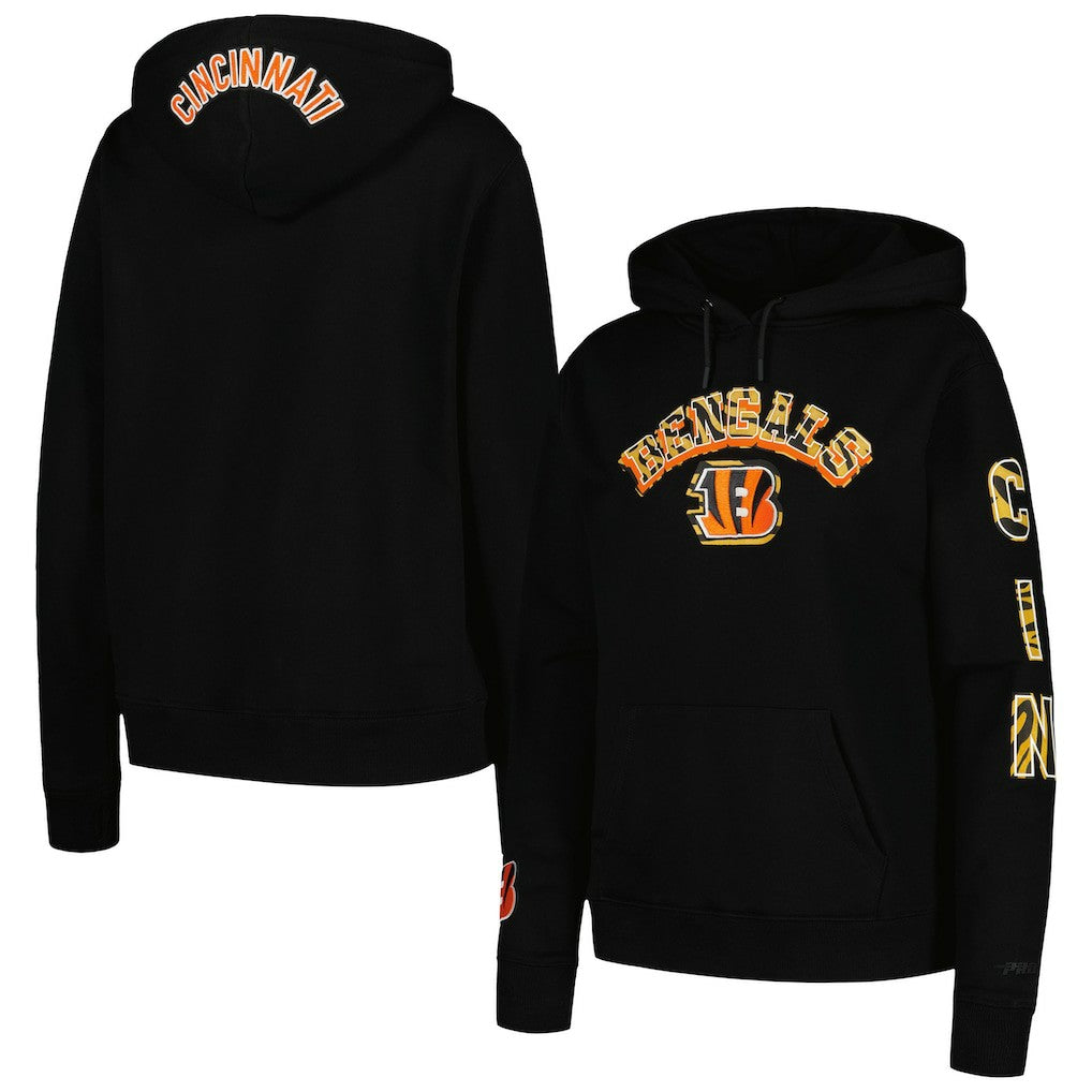 Cincinnati Bengals Pro Standard Women's Animal Print Fleece Pullover Hoodie - Black Hoodies
