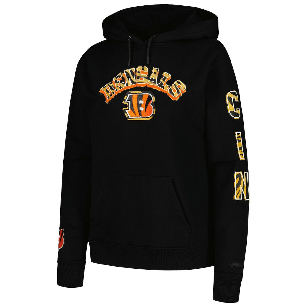 Cincinnati Bengals Pro Standard Women's Animal Print Fleece Pullover Hoodie - Black Hoodies