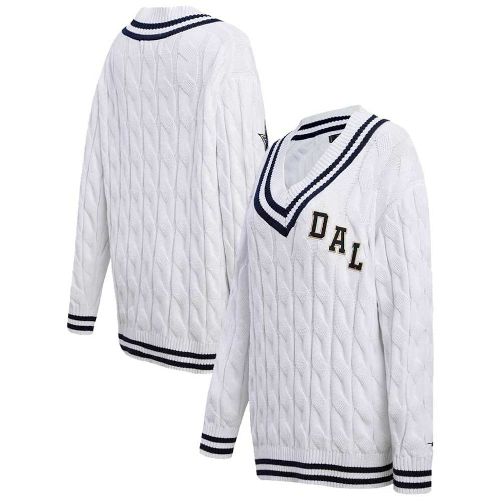 Dallas Cowboys Pro Standard Women's Prep V-Neck Pullover Sweater - White Pullover