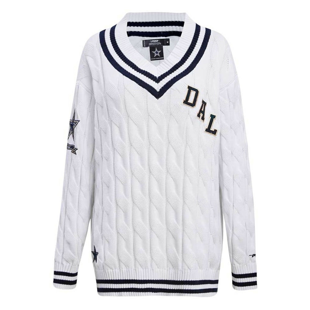 Dallas Cowboys Pro Standard Women's Prep V-Neck Pullover Sweater - White Pullover