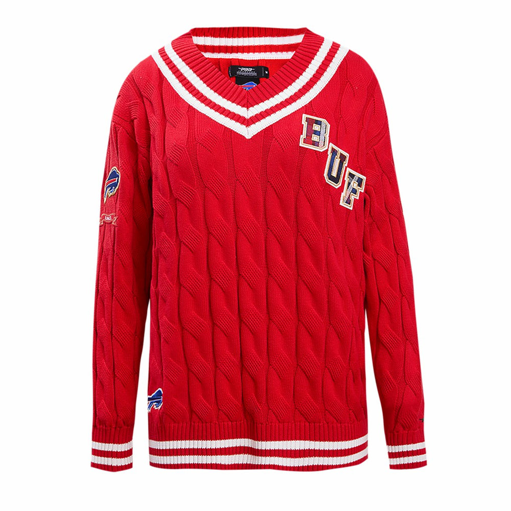 Buffalo Bills Pro Standard Women's Prep V-Neck Pullover Sweater - Red Pullover