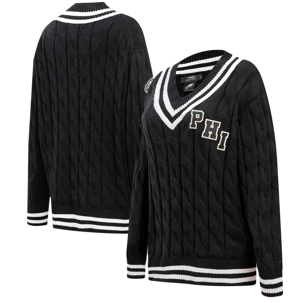 Philadelphia Eagles Pro Standard Women's Prep V-Neck Pullover Sweater - Black Pullover