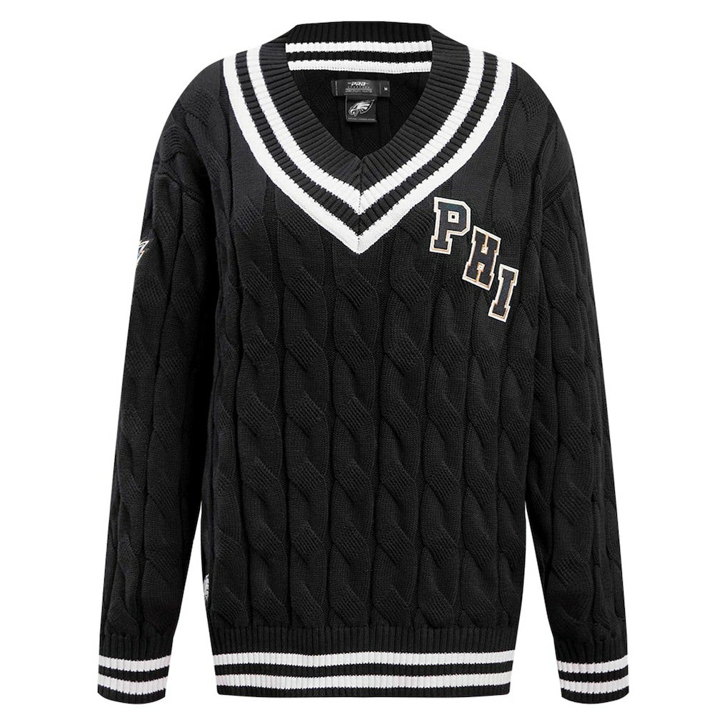 Philadelphia Eagles Pro Standard Women's Prep V-Neck Pullover Sweater - Black Pullover