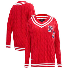 New England Patriots Pro Standard Women's Prep V-Neck Pullover Sweater - Red Pullover