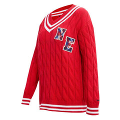 New England Patriots Pro Standard Women's Prep V-Neck Pullover Sweater - Red Pullover