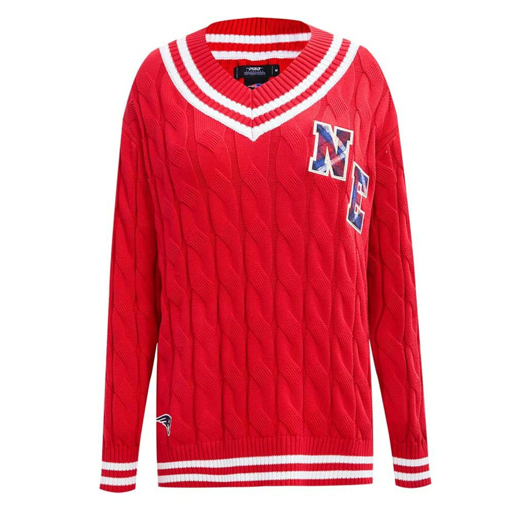New England Patriots Pro Standard Women's Prep V-Neck Pullover Sweater - Red Pullover