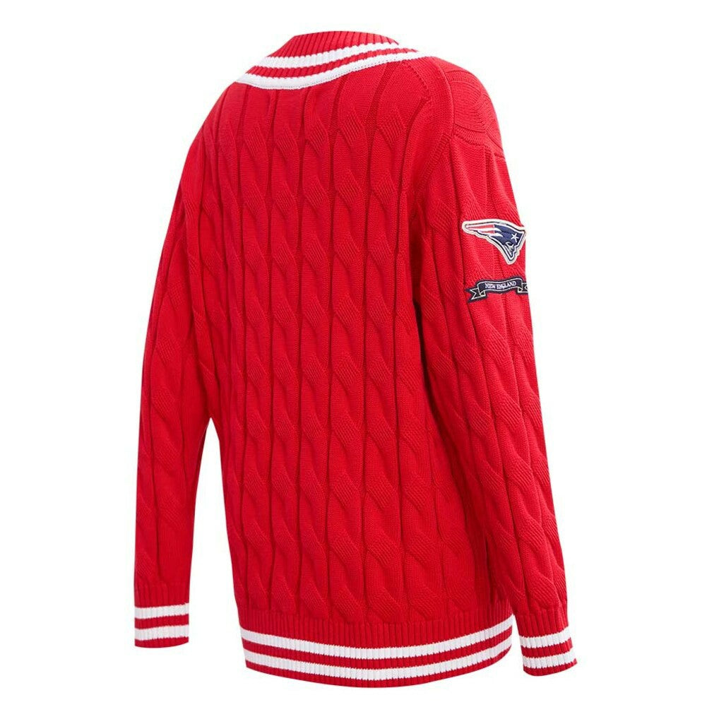 New England Patriots Pro Standard Women's Prep V-Neck Pullover Sweater - Red Pullover