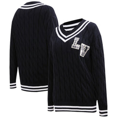 Las Vegas Raiders Pro Standard Women's Prep V-Neck Pullover Sweater - Black Pullover