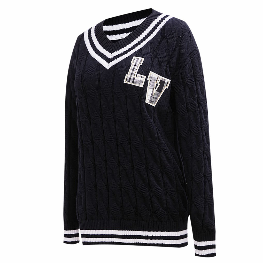 Las Vegas Raiders Pro Standard Women's Prep V-Neck Pullover Sweater - Black Pullover