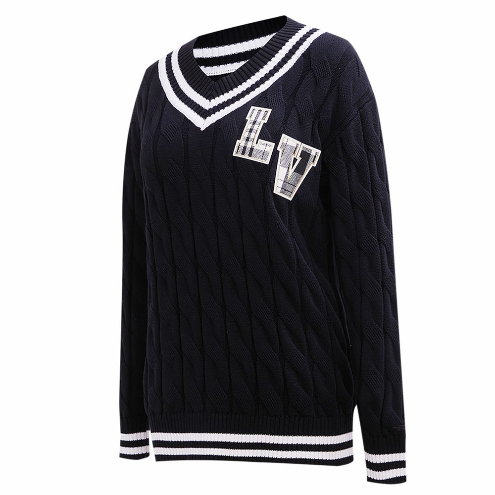 Las Vegas Raiders Pro Standard Women's Prep V-Neck Pullover Sweater - Black Pullover
