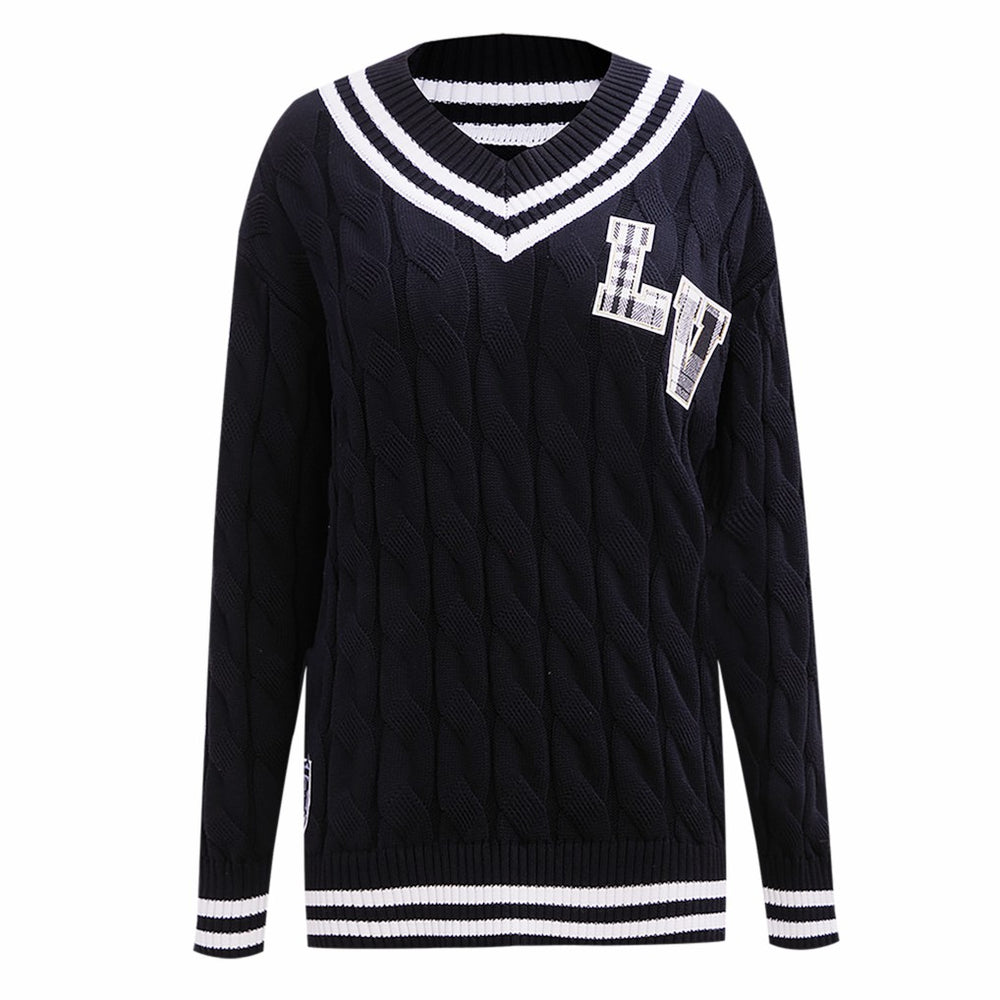 Las Vegas Raiders Pro Standard Women's Prep V-Neck Pullover Sweater - Black Pullover
