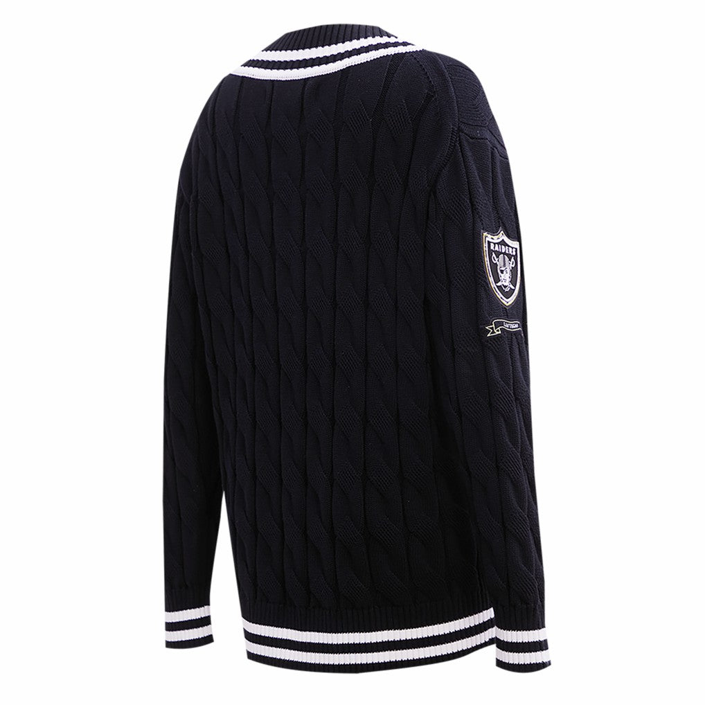 Las Vegas Raiders Pro Standard Women's Prep V-Neck Pullover Sweater - Black Pullover