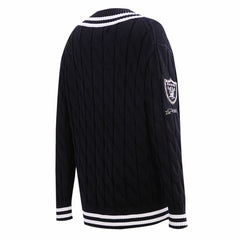 Las Vegas Raiders Pro Standard Women's Prep V-Neck Pullover Sweater - Black Pullover