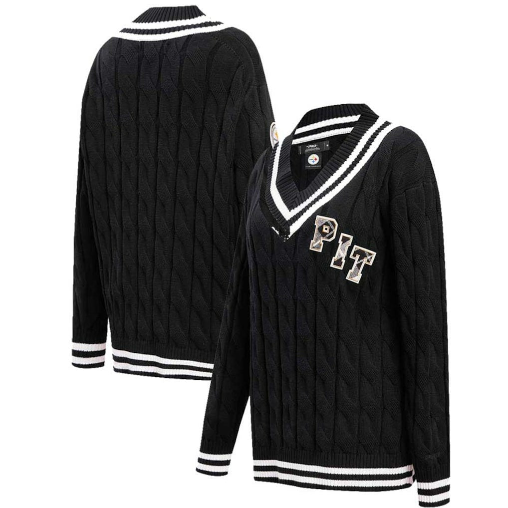 Pittsburgh Steelers Pro Standard Women's Prep V-Neck Pullover Sweater - Black Pullover