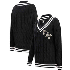 Pittsburgh Steelers Pro Standard Women's Prep V-Neck Pullover Sweater - Black Pullover
