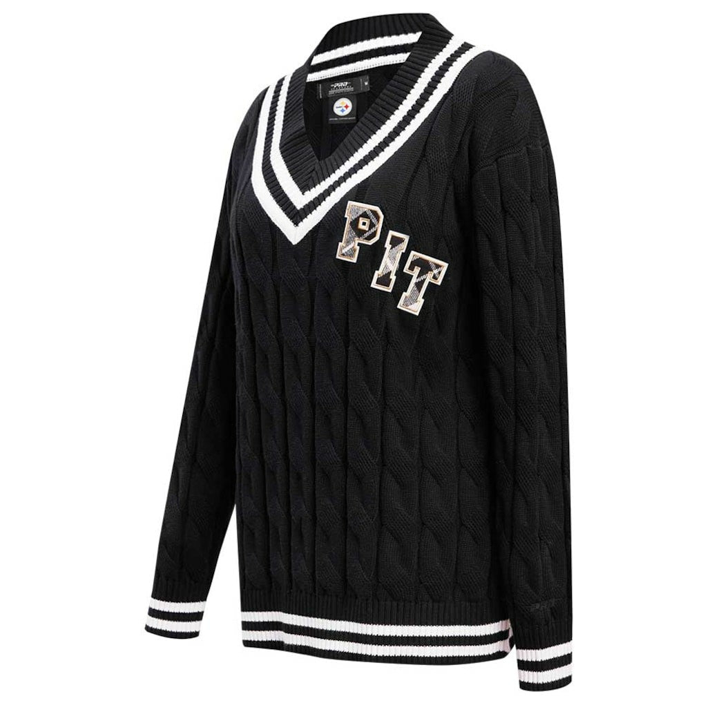 Pittsburgh Steelers Pro Standard Women's Prep V-Neck Pullover Sweater - Black Pullover