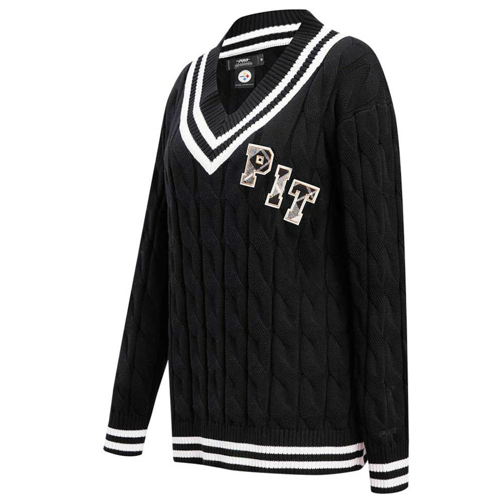 Pittsburgh Steelers Pro Standard Women's Prep V-Neck Pullover Sweater - Black Pullover