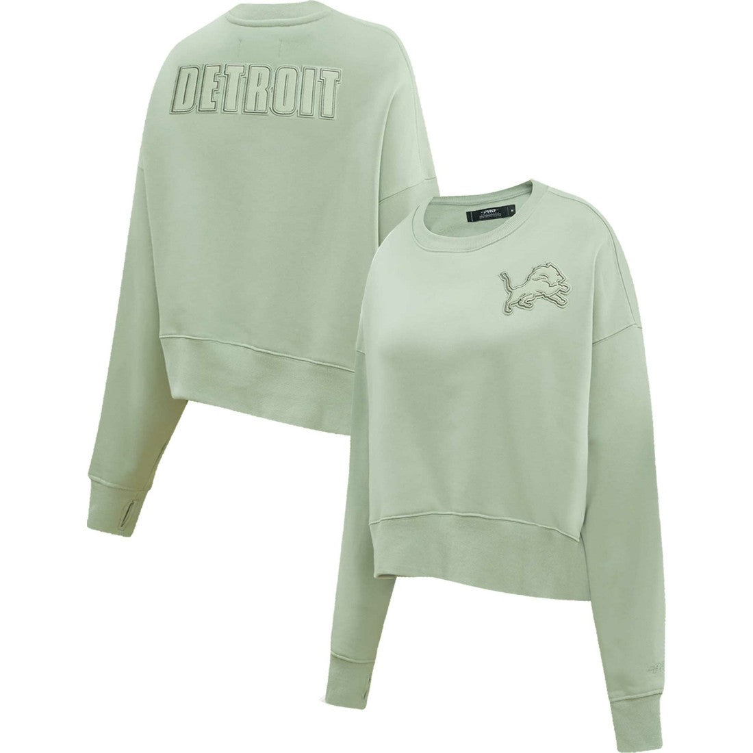 Detroit Lions Pro Standard Women's Oversized Cropped Neutral Pullover Sweatshirt - Light Green Pullover