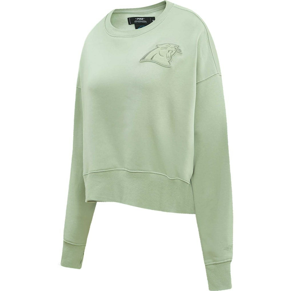 Carolina Panthers Pro Standard Women's Oversized Cropped Neutral Pullover Sweatshirt - Light Green Pullover