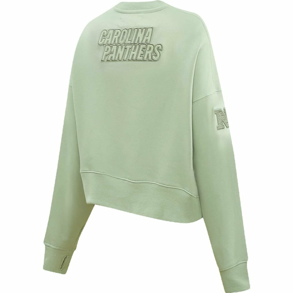 Carolina Panthers Pro Standard Women's Oversized Cropped Neutral Pullover Sweatshirt - Light Green Pullover