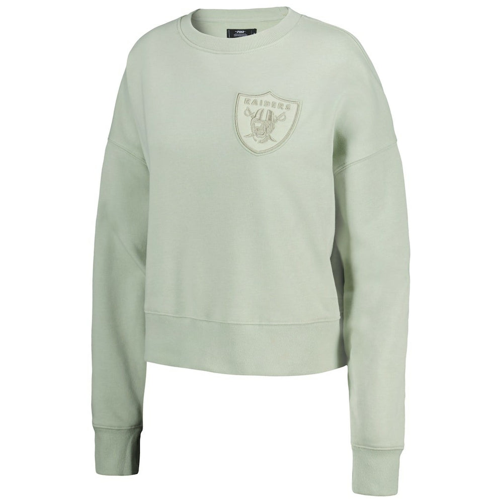 Las Vegas Raiders Pro Standard Women's Oversized Cropped Neutral Pullover Sweatshirt - Light Green Pullover