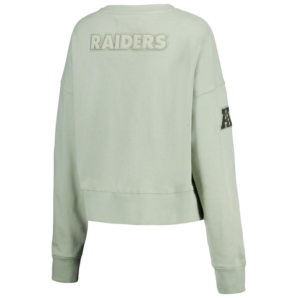 Las Vegas Raiders Pro Standard Women's Oversized Cropped Neutral Pullover Sweatshirt - Light Green Pullover