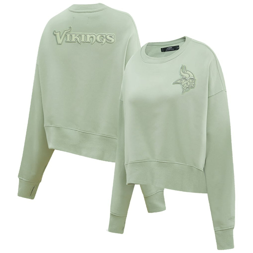 Minnesota Vikings Pro Standard Women's Oversized Cropped Neutral Pullover Sweatshirt - Light Green Pullover