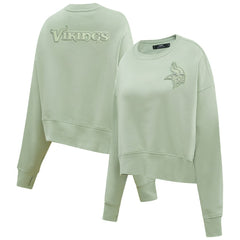 Minnesota Vikings Pro Standard Women's Oversized Cropped Neutral Pullover Sweatshirt - Light Green Pullover