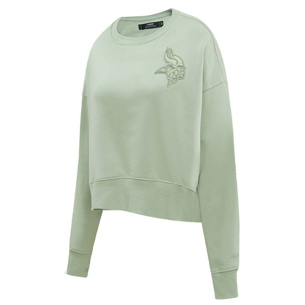 Minnesota Vikings Pro Standard Women's Oversized Cropped Neutral Pullover Sweatshirt - Light Green Pullover